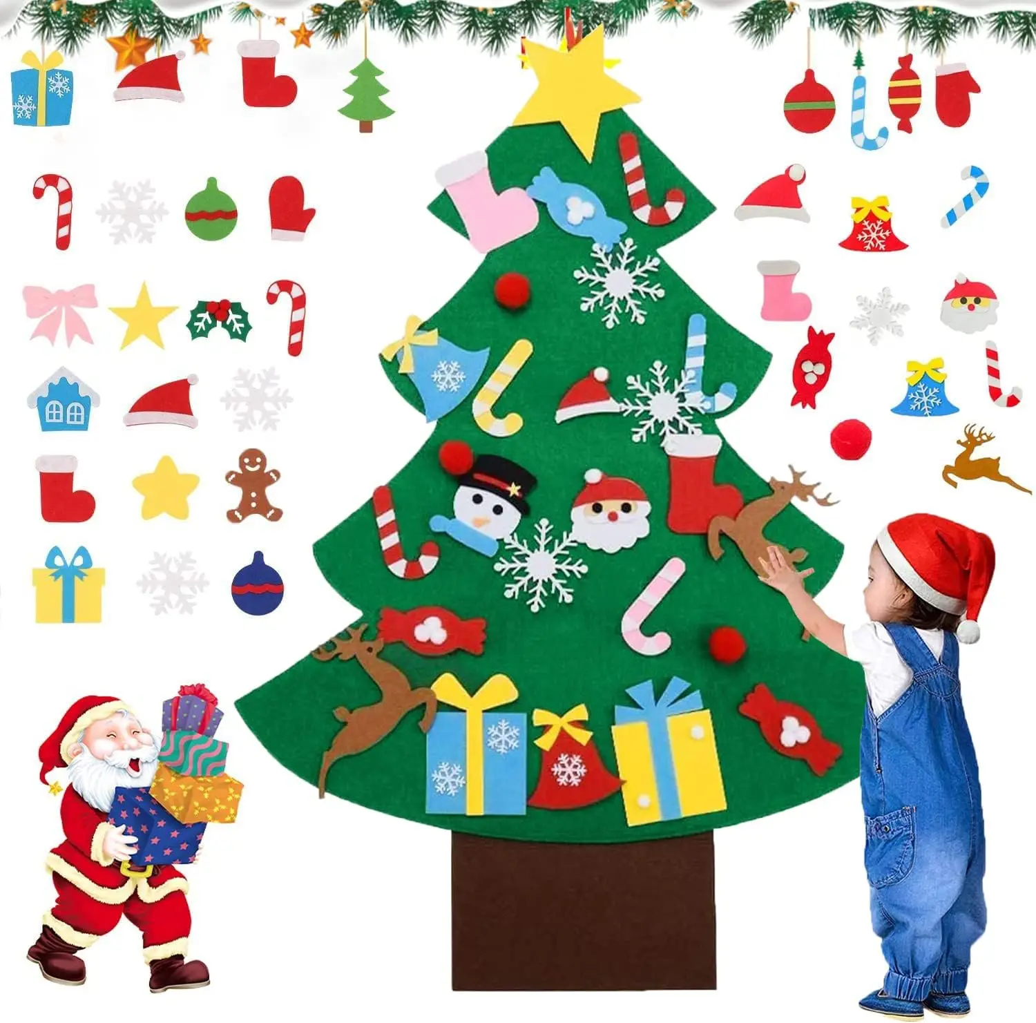 Felt Christmas Tree Children's Handmade Puzzle Diy Decoration Felt Christmas Tree Snowman Christmas Decoration