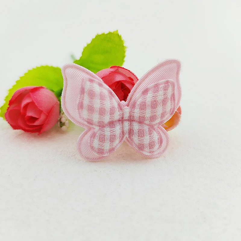 30 Stück 4,2*3,2 cm Gingham Zweischichtige Schmetterlingsapplikationen für Kleidung, Hüte, Nähzubehör, DIY-Kopfschmuck, Haarspangen, Schleifendekoration, Aufnäher – Detail 10