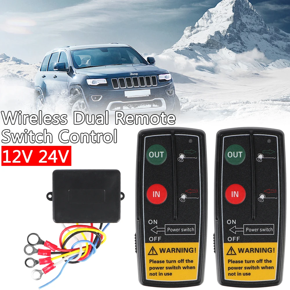 Wireless Handset Switch Controller For Recovery Tow Truck Universal For Jeep Off-road ATV 12V 24V Winch Remote Control System