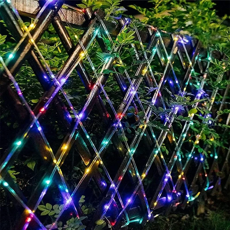 LED Solar Strip Rope Tube Fairy Light Solar Powered Garland String Light Christmas Decor for Outdoor Garden Lawn Tree Yard Fence