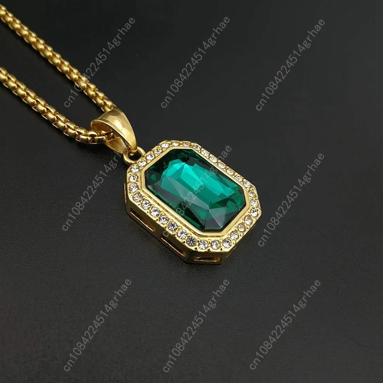 Colgante de acero inoxidable de Hip hop, collar de diamantes de imitación de color dorado, envío directo