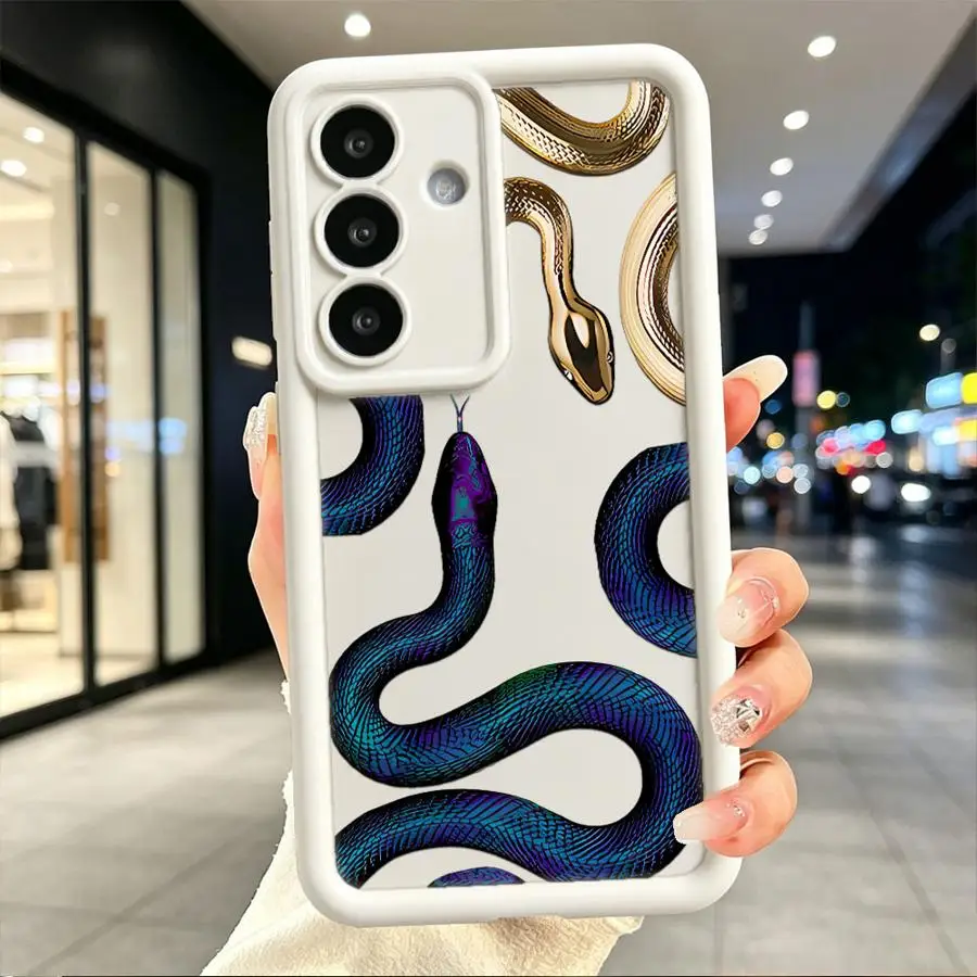 Case for Samsung Galaxy S26 S21 Note 20 Ultra S25 S22 Plus S20 FE S24 ultra S23 Phone Cover Color Snake Print