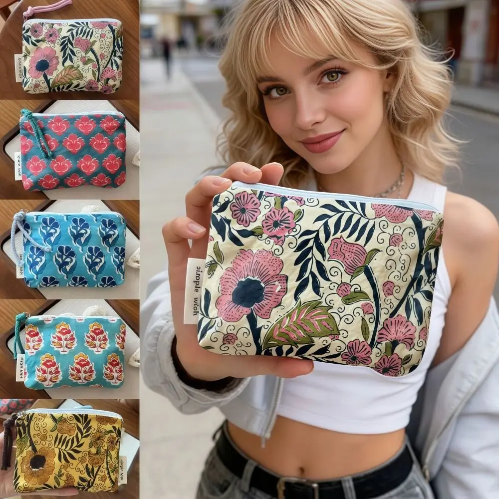 Fashion Vintage Sanitary Napkin Bag Indian Style Mini Makeup Bag Cotton Zipper Bohemian Coin Purse Cosmetic,earphone Etc Storage