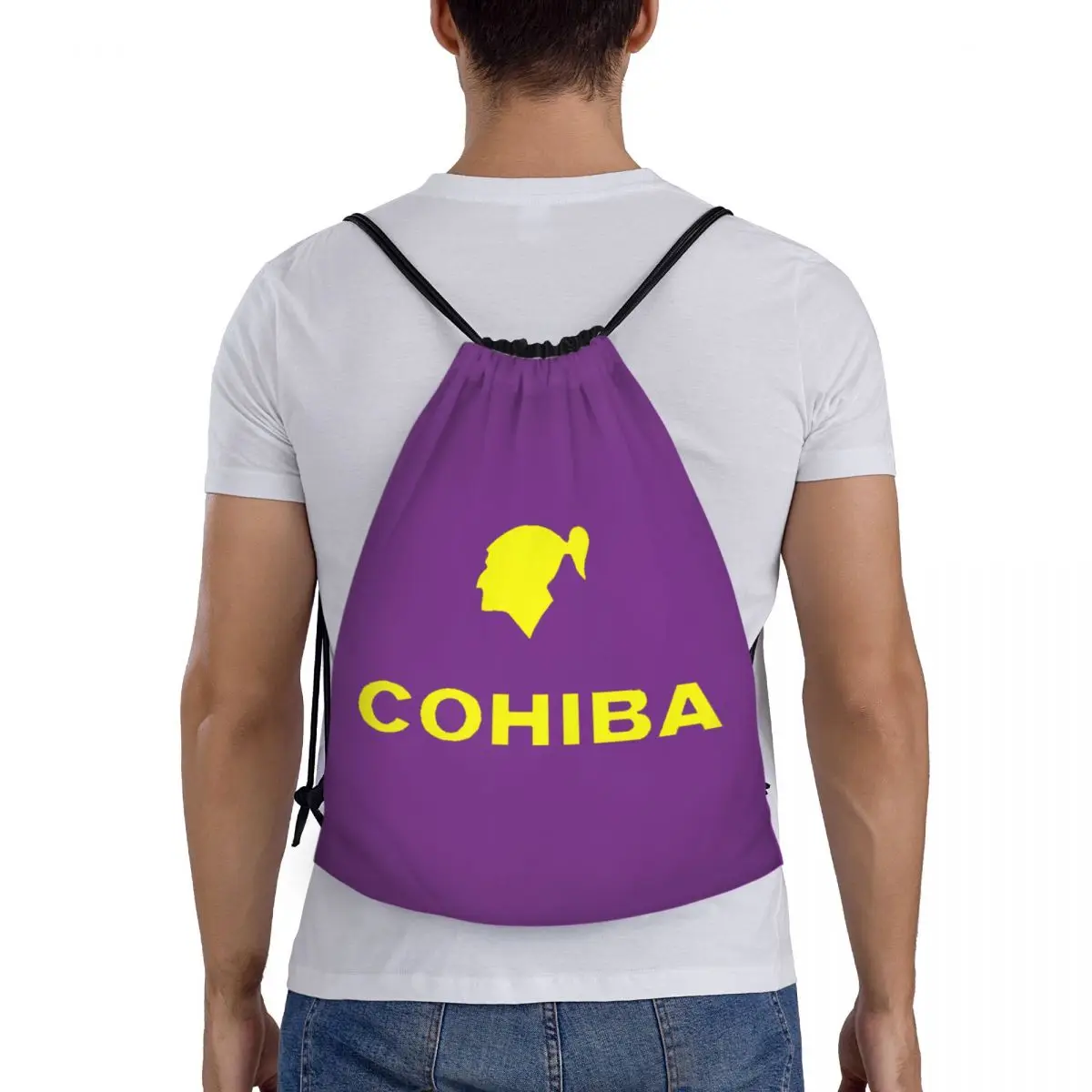 Cohibas amarillas personalizadas con cordón para hombre y mujer, mochila ligera para almacenamiento de cigarros, Cuba, deportes, gimnasio