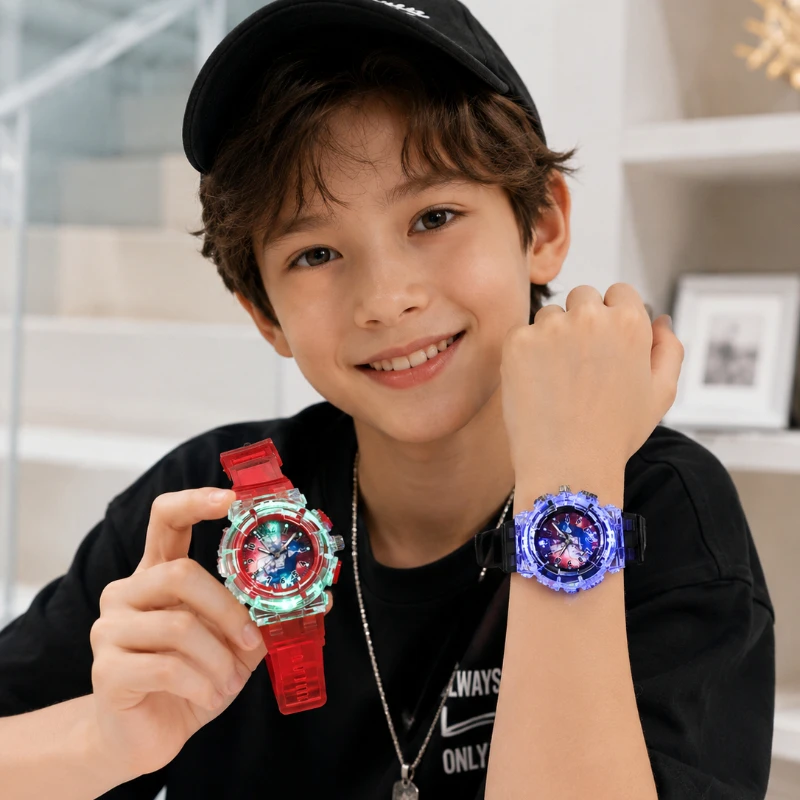 Children Cartoon Anime Luminous Watch Cute Fashion Kids Watch Silicone Band Casual Sports Quartz Wristwatch for Kids Clock Gift