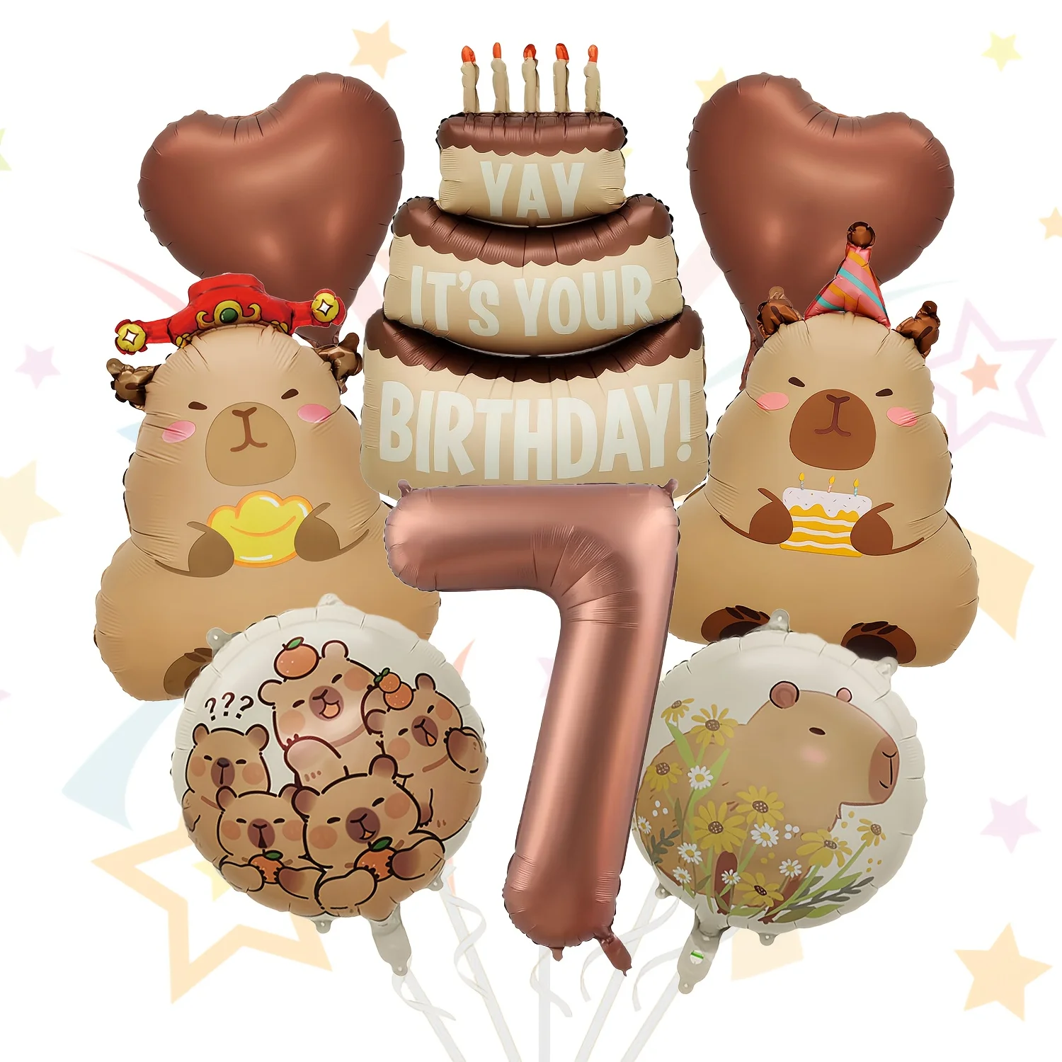 1 Set Cartoon-Tier Capybara-Thema Geburtstagstorten-Ballon-Banner Kinderparty-Dekorationen Zahlen-Folienballon Babyparty-Geschenke