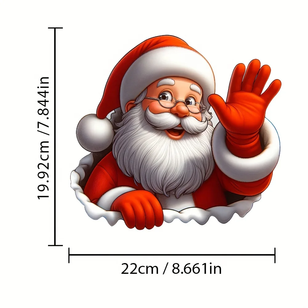 1pc Waving Sticker,3D Self-Adhesive Decal, Suitable for Christmas PVC Car and Window Vinyls, Ideally on Glass/Metallic Surfaces