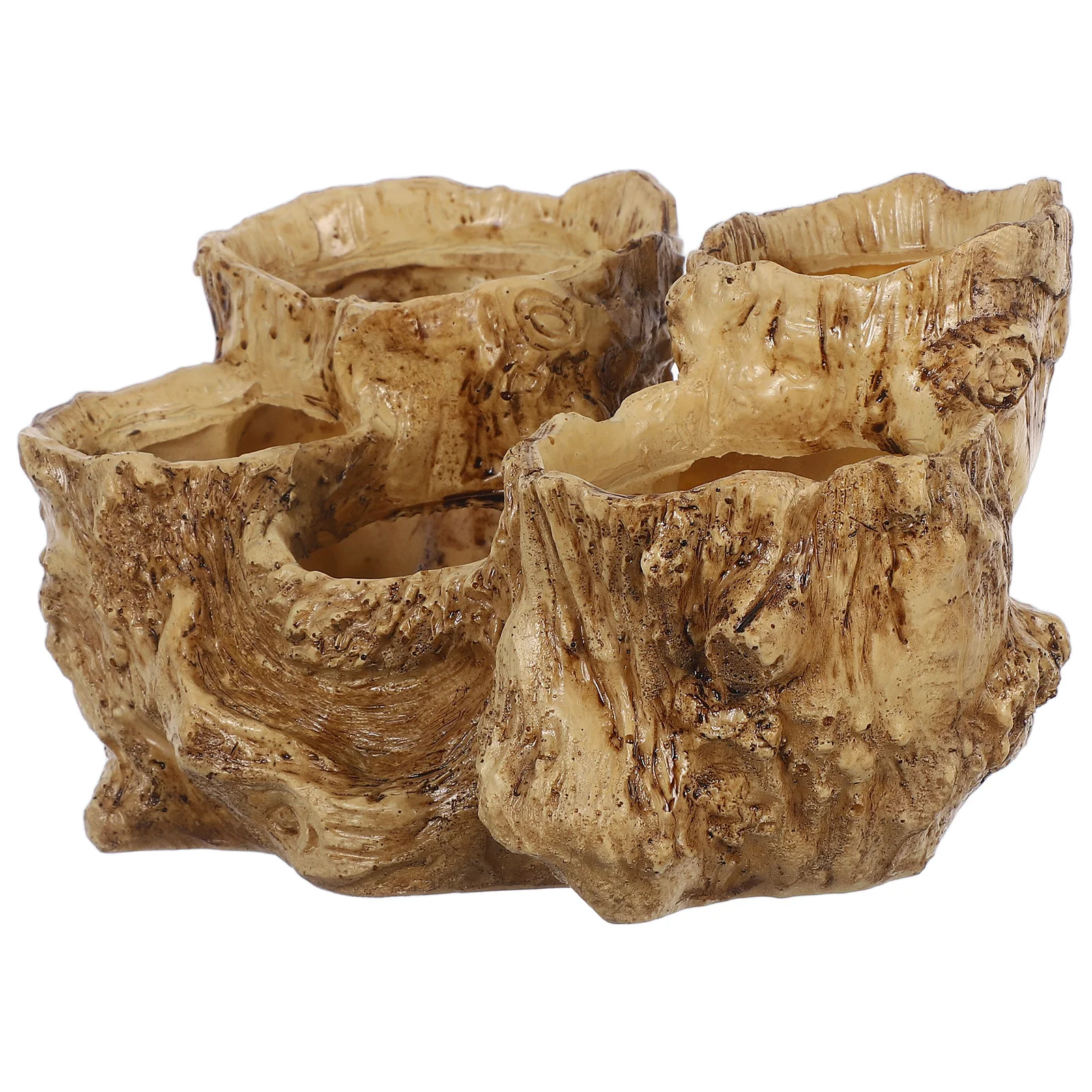 

Six Hole Succulent Planter Tree Root Shaped Resin Pot with Drainage Natural for Indoor Outdoor Garden Decor Creative