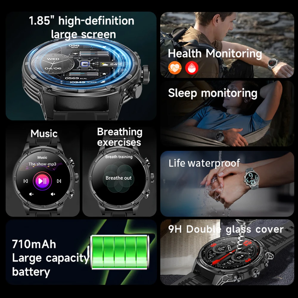 V99 1.85-inch Ultra HD Smart Watch NFC sensing Bluetooth Call 710 Mah Large Battery Sports Fitness smartwatch For Huawei Xiaomi