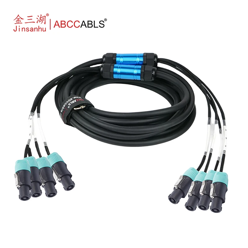 4 NL4 to 4 NL4 4-Pole Speaker Twist Connector Multicore Cable - 8 Core 4 Channel Pro Audio Amplifier to Speakers Connection Lead