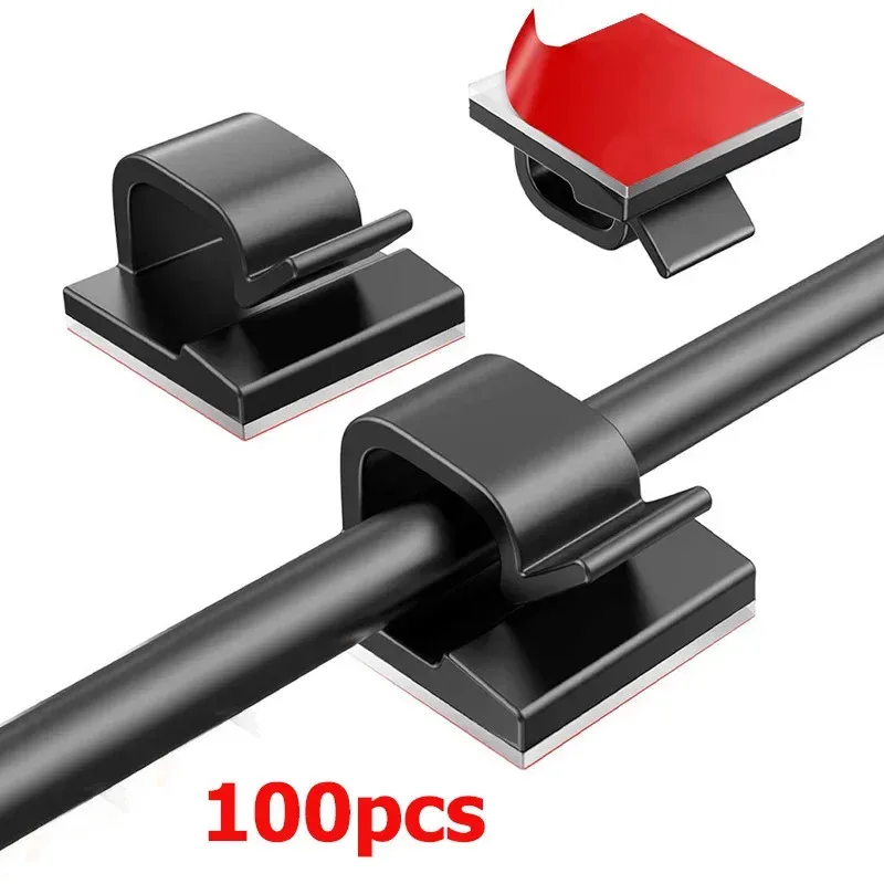 20-80Pcs Tidy Cable Organizer Cord Clip Wire Holder For Mouse Headphone Cable Clamp Hook Accessories Management Under Desk