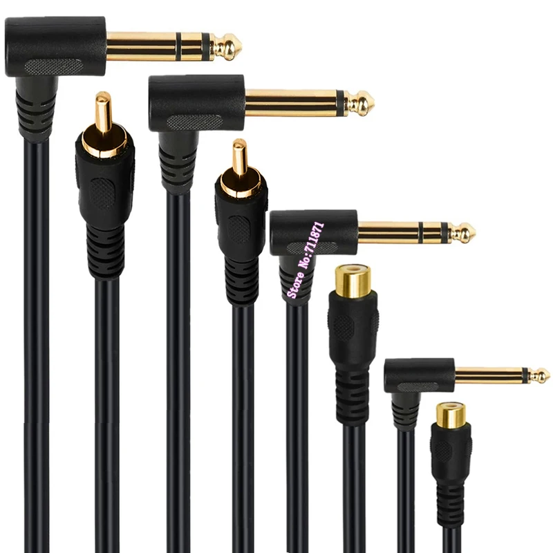 Cable adaptador RCA hembra a mono estéreo 6.35mm macho, cable de línea 6.35mm RCA M-F TS TRS, adaptador de cable 6.35mm macho a RCA macho/hembra