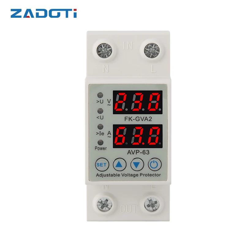 

Voltage relay 220v Din Rail Dual Display Adjustable Over Under Voltage Current Protective Device Protector Relay 40A 63A 100A