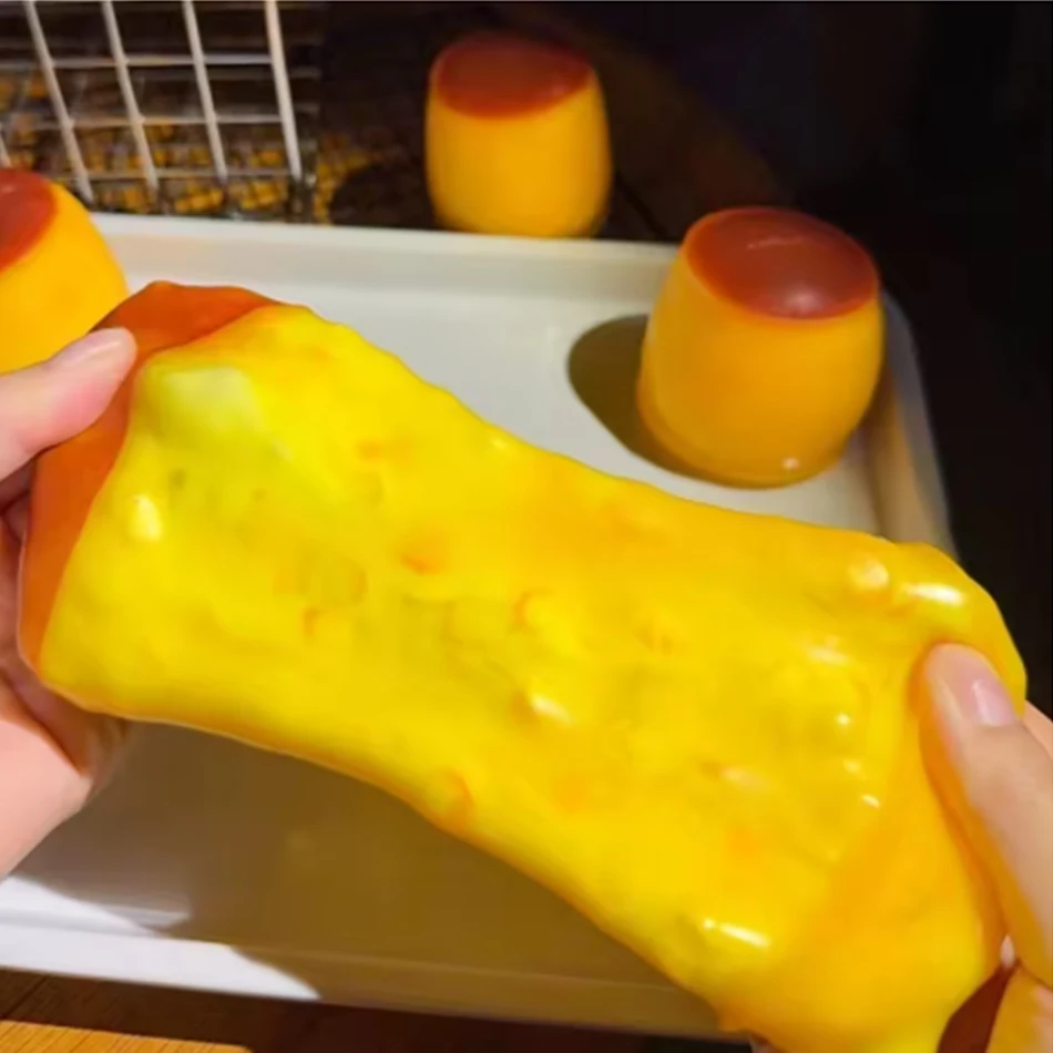 Crispy Sound Caramel Pudding Squeezing Toy Homemade DIY Handmade Squeeze Ball Non-rebound Stress Relieving Toy for Gift