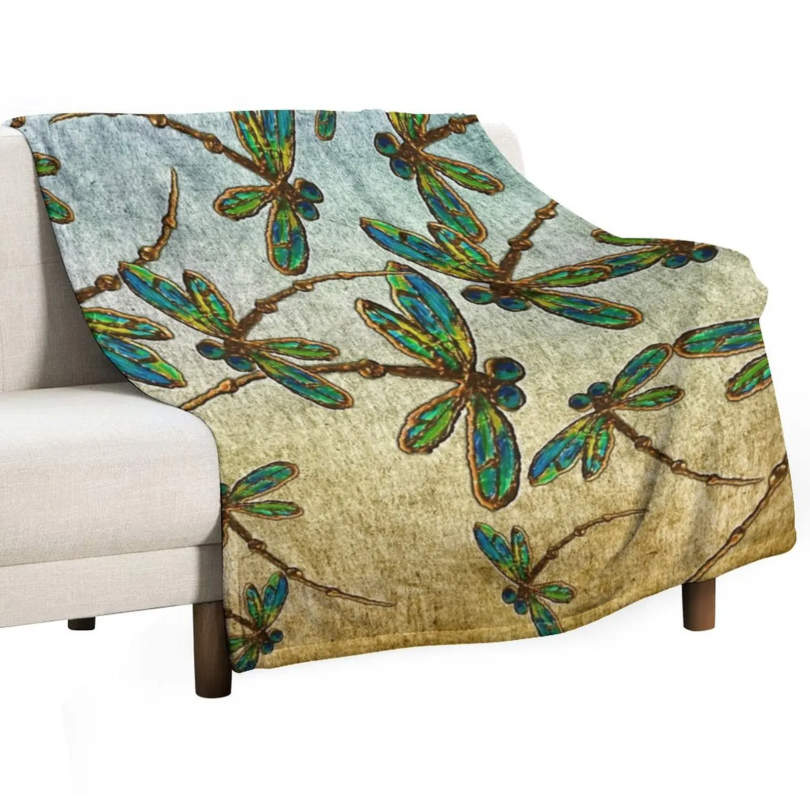 

Golden Dragonfly Light Throw Blanket for sofa Hairy halloween Giant Sofa Blankets