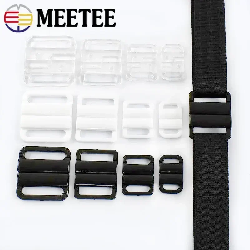 20/50Sets Meetee 10-25mm Plastic Buckles Bra Underwear Strap Adjuster Clasp Bow Tie Closure Button Hooks DIY Sewing Accessories
