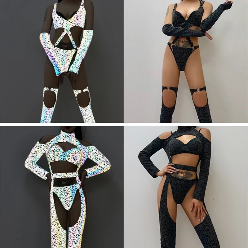 

Adult Reflective bodysuit Bar KTV evening stage performance Clothing Club light show Costume Halloween Christmas Party Dancewear