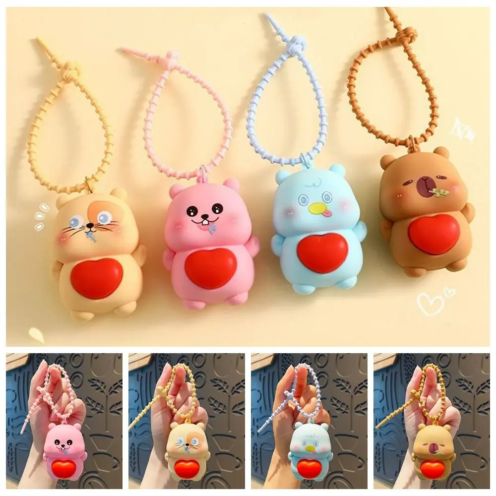 Cute PVC Cartoon Animal Squeeze Toys Cartoon Gift Car Keychain Charm Soft Relief Relax Toys