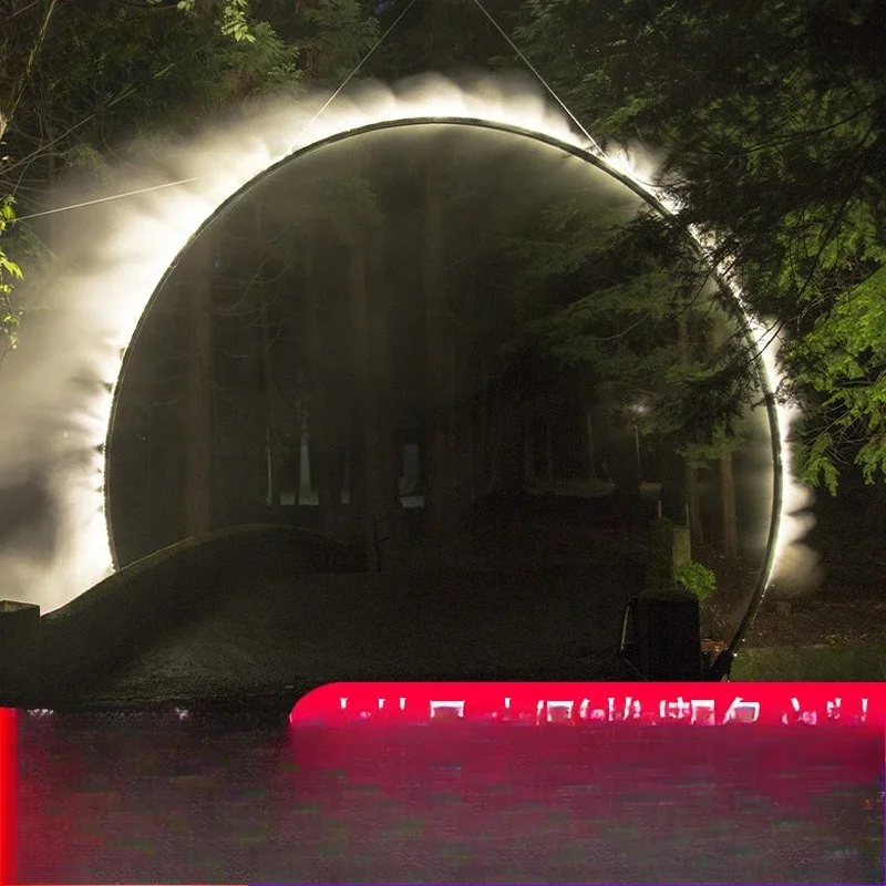 Internet celebrity fog channel door cultural tourism night tour scenic led lighting drainage props stainless steel interactive