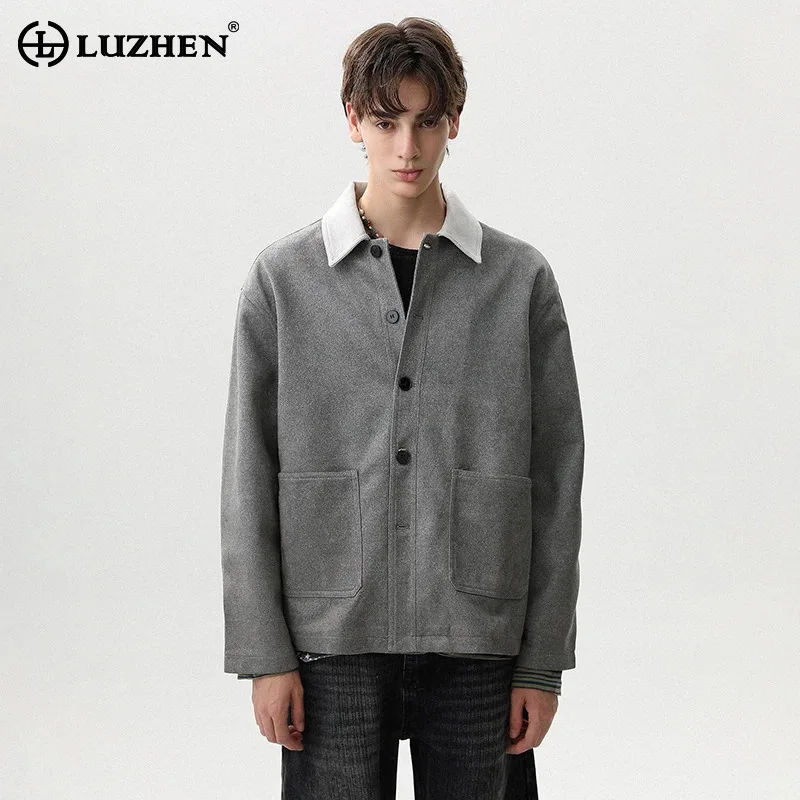 

LUZHEN Color Contrast Splicing Collar High Quality Solid Color Casual Jacket Men's 2025 Autumn Elegant Handsome Clothes JY3877