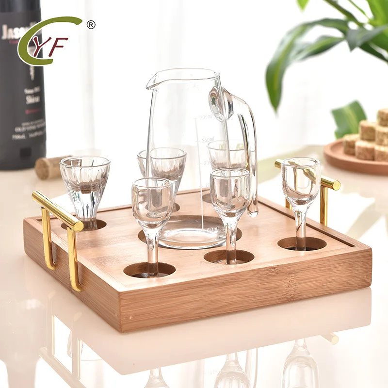 Soporte para copas de vino de bambú, dispensador de copas de vino, bandeja de almacenamiento, estante creativo para copas de licor, buena venta