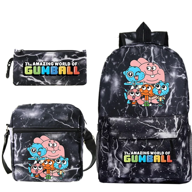 The Amazing World of Gumball Backpack 3pcs Set Lightweight Boys Girls Backpack Cartoon School Bags Kids Shoulder Bags Pencil Bag