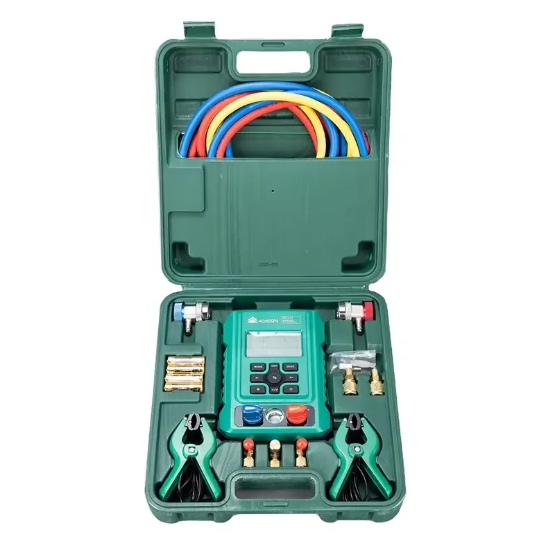 HS-370 Electronic Refrigerant Manifold Gauge 93 Refrigerant Database Pressure Vacuum Temp Test HVAC Service R410A Auto AC