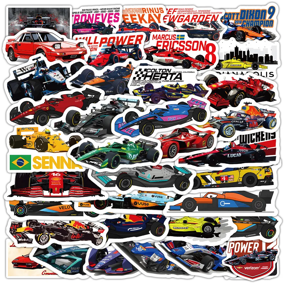 

10/30/60PCS Cartoon Cool F1 Racing Cartoon Graffiti Stickers Personalized Creative Decorative Pencil Box Skateboard Water Cup