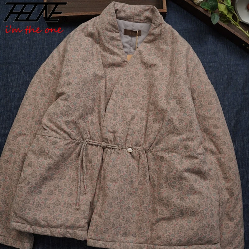 THHONE Autumn Winter New Women Coat Jacket Clothes Floral One Button Thick Casual Vintage Parkas Women's Clothing Top Outerwear