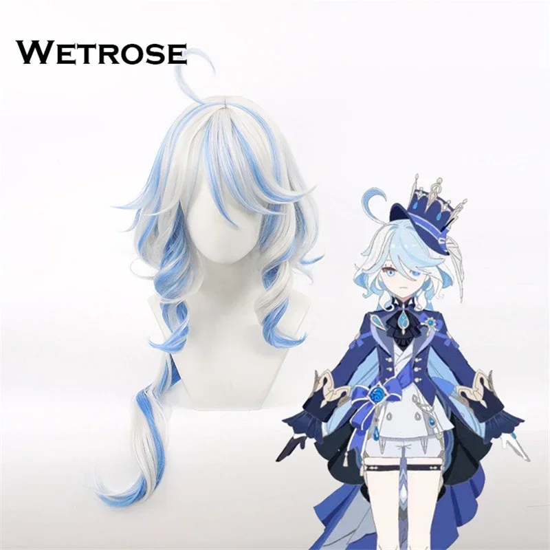 

ZA01 【Wetrose】Furina Focalors Wig Косплей Genshin Impact Ousia Pneuma Furiina Furina Long Short Hydro God Archon Черный БелыйZa0@