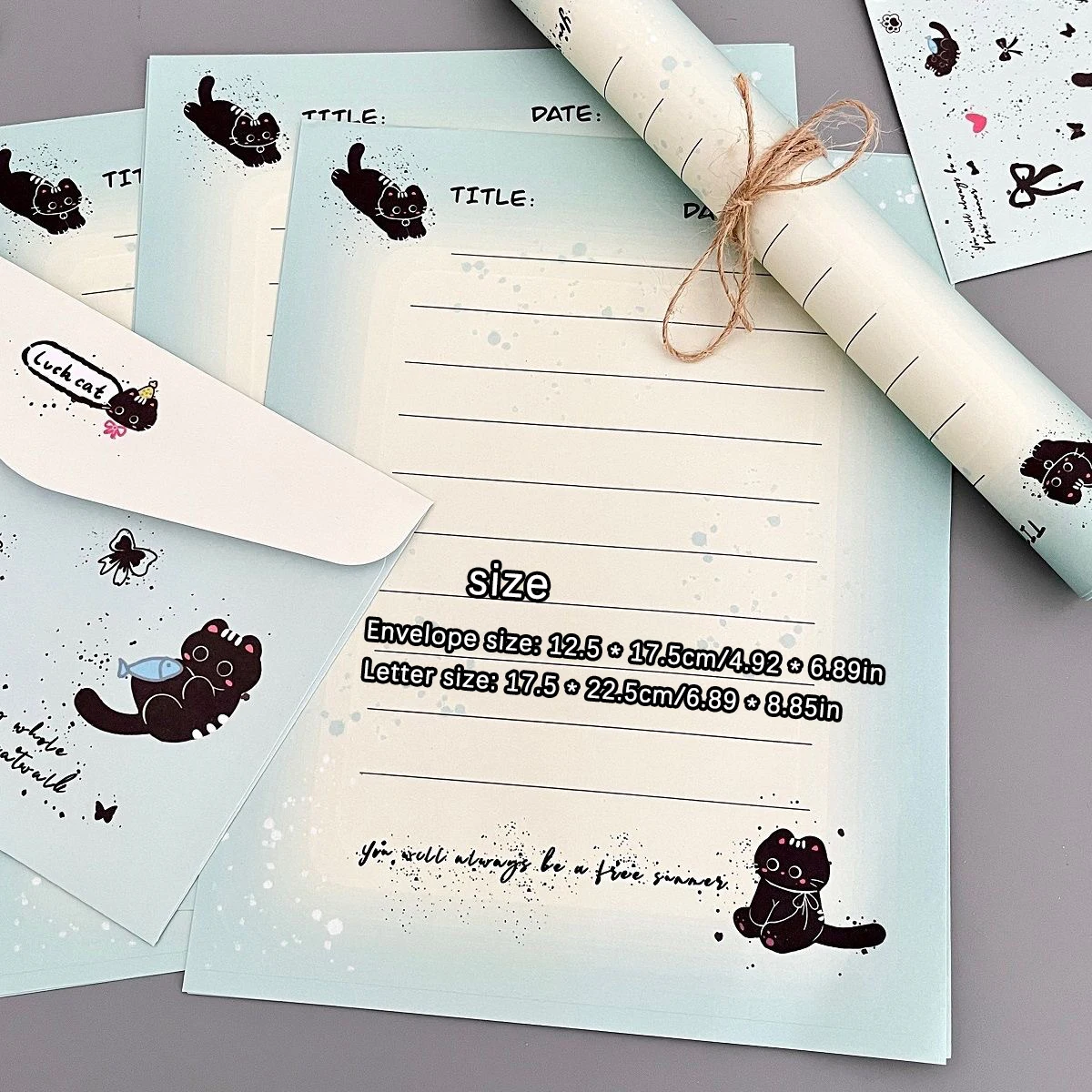 Splashing Ink Love Cat Envelope Letter Paper High Beauty Cute Letter Writing Handwritten Simple Letter Paper