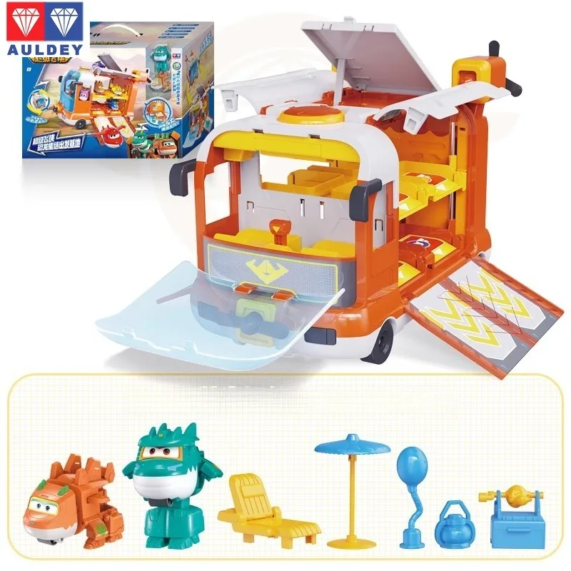 

In Stock AULDEY‌ Super Flying 17 Season New Dinosaur Base Bus Camping Deformation Vehicle Can Be Used To Collect Holiday Gifts
