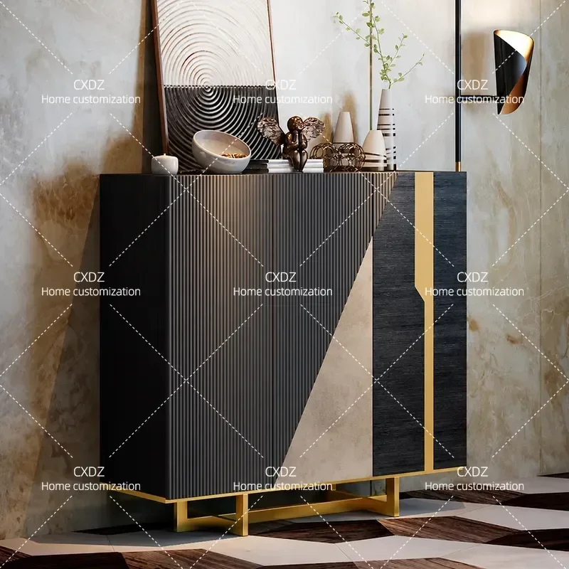Modern Rock Slab Shoe Cabinet Large Capacity Entryway Storage Unit Simple Living Room Furniture Household Organizer