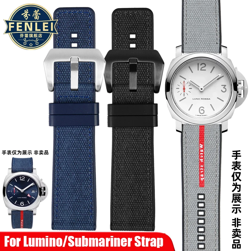 For Panerai Lumino Sneak PAM01579 PAM441/616/312/359 PAM1466 1405 Quick release Silicone Rubber Strap Nylon Watchband Men 24MM