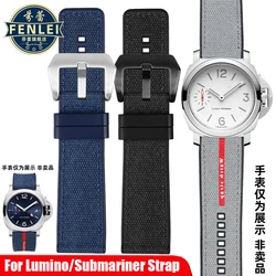 For Panerai Lumino Sneak PAM01579 PAM441/616/312/359 PAM1466 1405 Quick release Silicone Rubber Strap Nylon Watchband Men 24MM