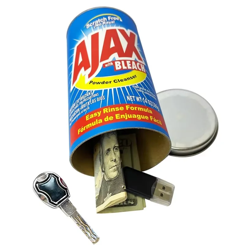 Ajax Stash Can Diversion Safe with Huge Hidden Compartment for Keys, Cash and Valuables  with Food Grade Deodorant Bag