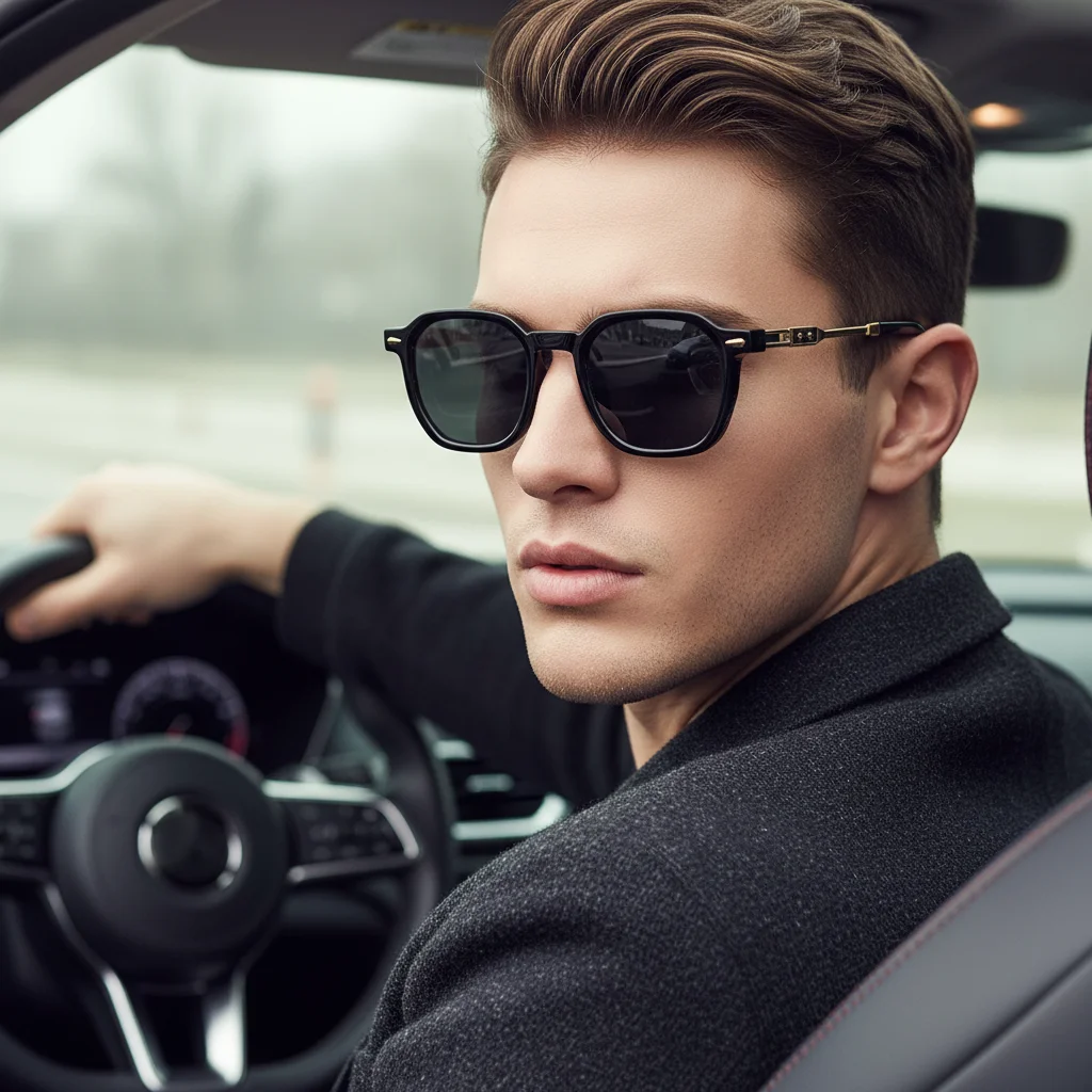 Modische Retro-Sonnenbrille mit UV-Schutz und quadratischem Rahmen für Autofahrer, Sonnenbrille 9042