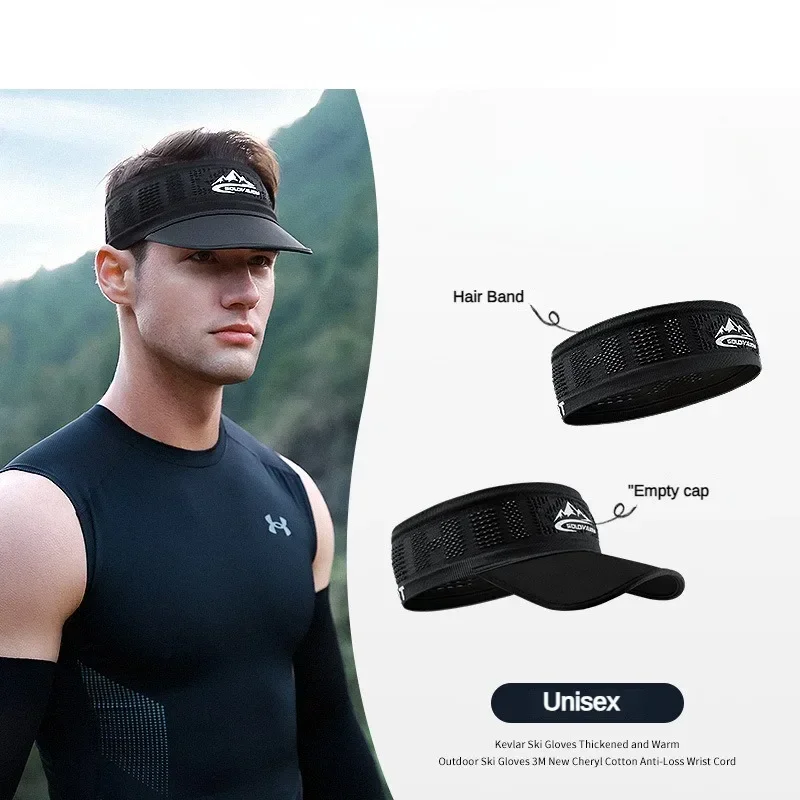 Summer Visor Cap Sunhat Cool Elastic Breathable Sweat-absorbing Non-slip Headband Empty Top Sun Protection Outdoor Sports image 3