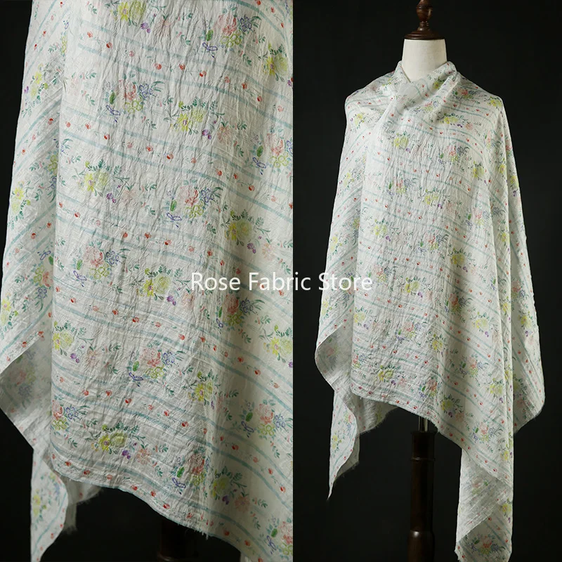 1 Meter Little Floral Printed Jacquard Fabric Making Summer Dress Shirt Clothing Cloth