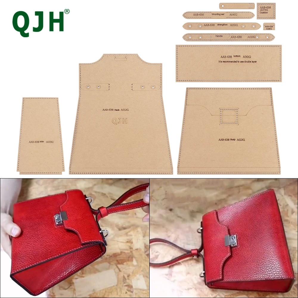 DIY Kraft Paper Templates, Sewing Paper Patterns of Making Leather Shoulder Bag, DIY Handbag Design Drawing Stencils