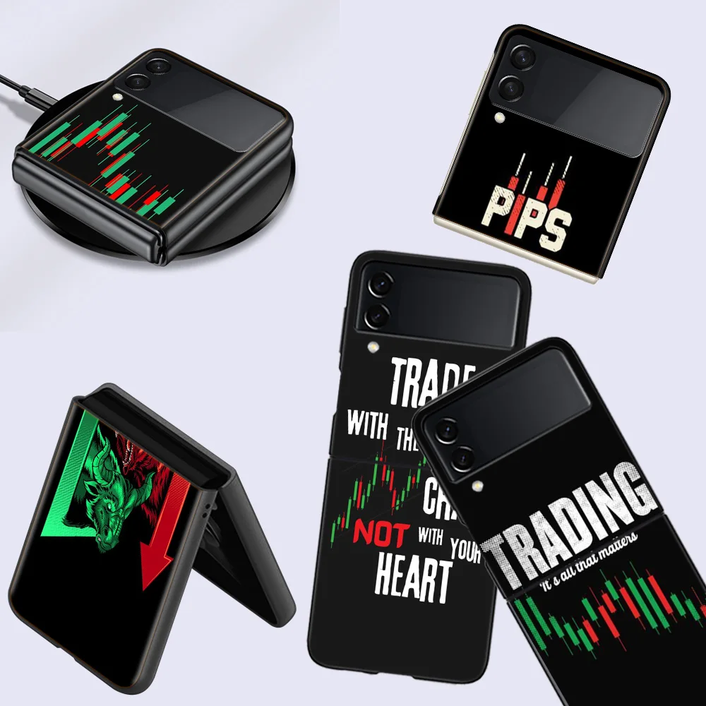 Day Trader Trader Trading Cell Phone Case For Samsung Galaxy Z Flip 5 5G Z Flip 6 5G 4 3 Black Coque Hard PC Luxury Cover Z Fl