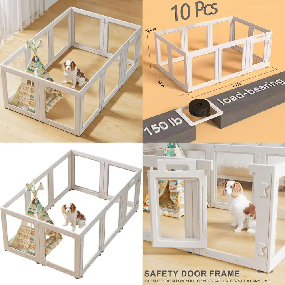 

Портативный белый вольер для собак с 10 панелями высотой 23,6 фута и дверцей, для маленьких собак и щенков, для использования в помещении