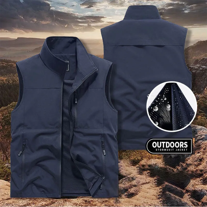 Boys breathable autumn jacket outdoor solid color standing collar jacket autumn and winter fashion brand new polo vest