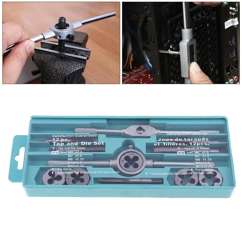 12/20 In 1 Tap And Die Set M3-M12 Male Thread Screw Threading Tool Kit Alloy Steel Female Mechanical Professional Tools Machine