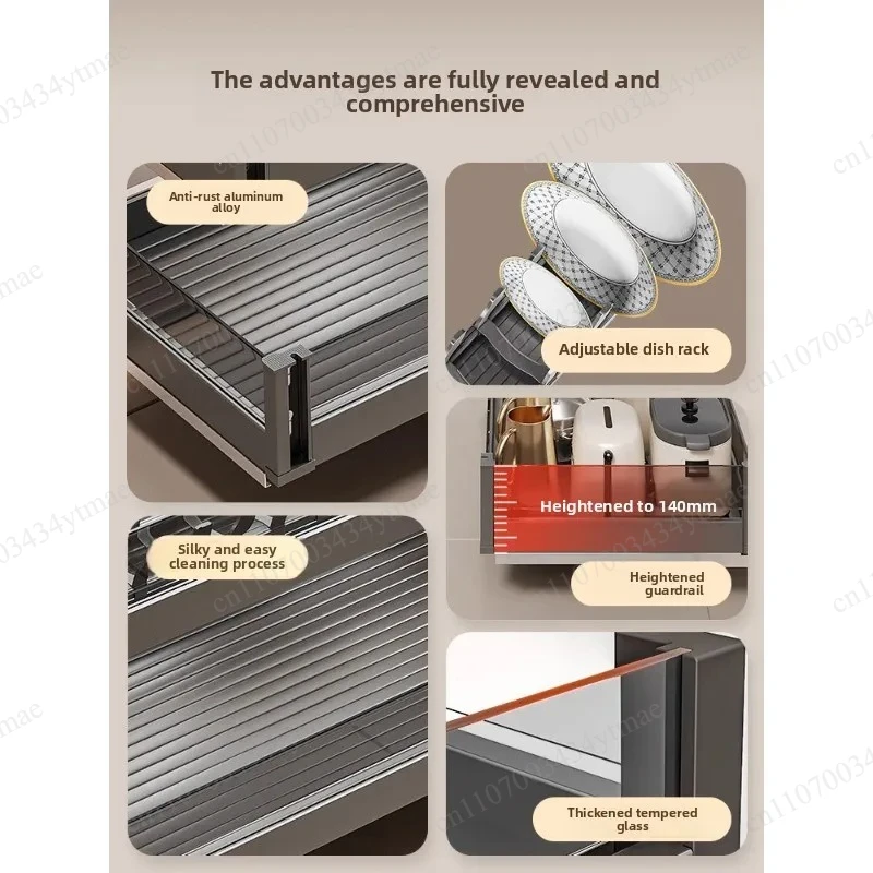 Space Aluminum Alloy Pull Out Dish Basket Double & Three Layer Drawer Style Kitchen Cabinet Tableware Storage Rack