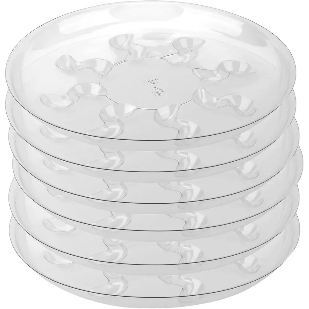 12 Inch Clear Heavy-Duty Plastic Plant Saucer - Sturdy Tray for Pots, Water Catcher, and Floor Protection