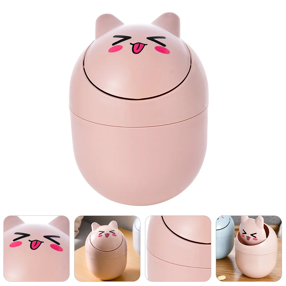 

Office Bin Desktop Trash Can Mini Small Storage Case Lovely Pink Garbage Multi-functional