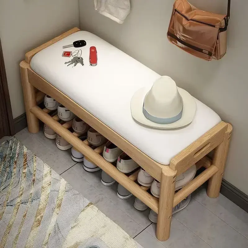 Shoe Changing Stool Entrance Household Shoe Stool Entrance Door Can Sit Shoe Cabinet Sitting Stool Integrated Solid Wood Bench
