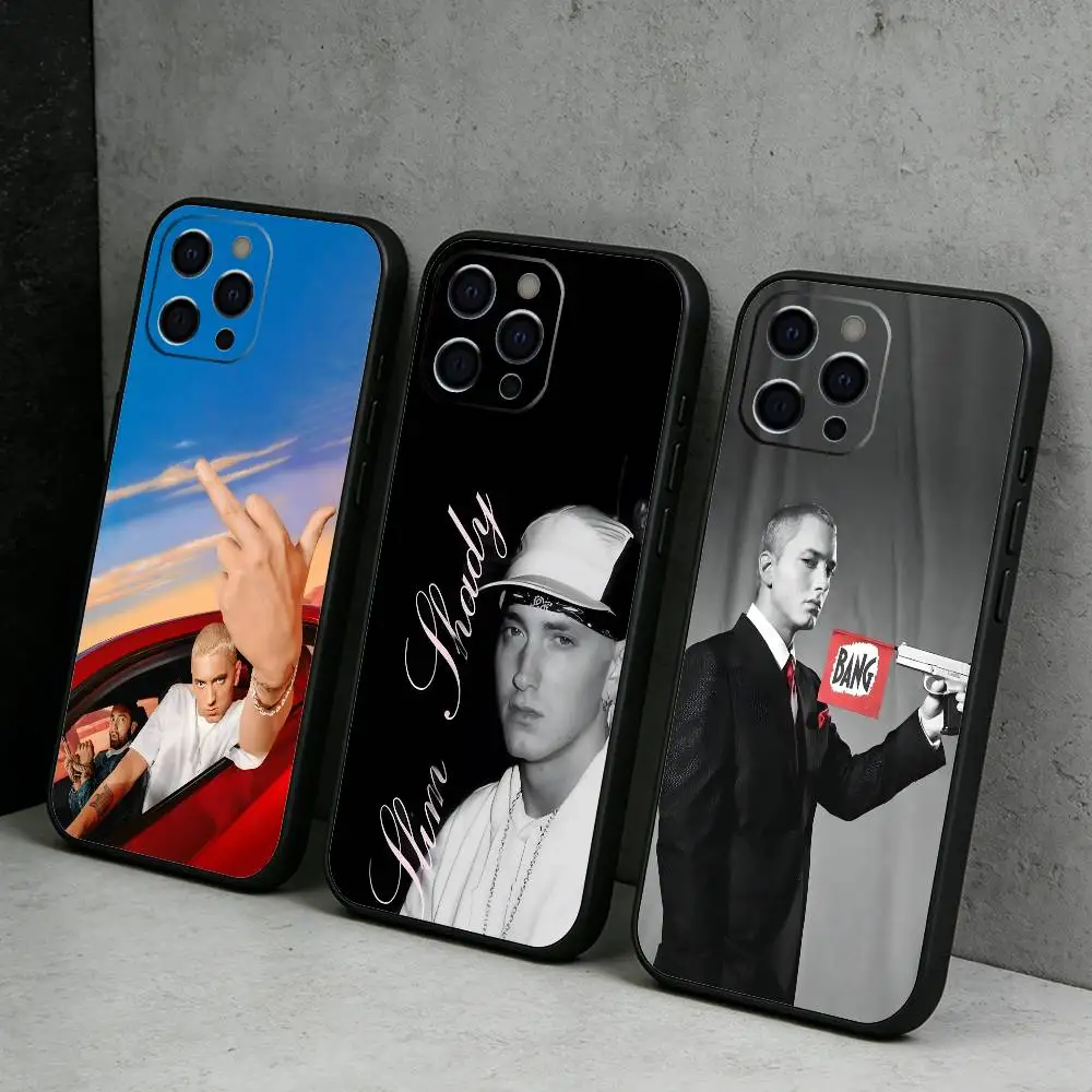 

S-Slim-Shady E-EmineM Rapper Phone Case For iPhone17,16,15,14,13,12 Plus,Max Soft Silicone Black Cover