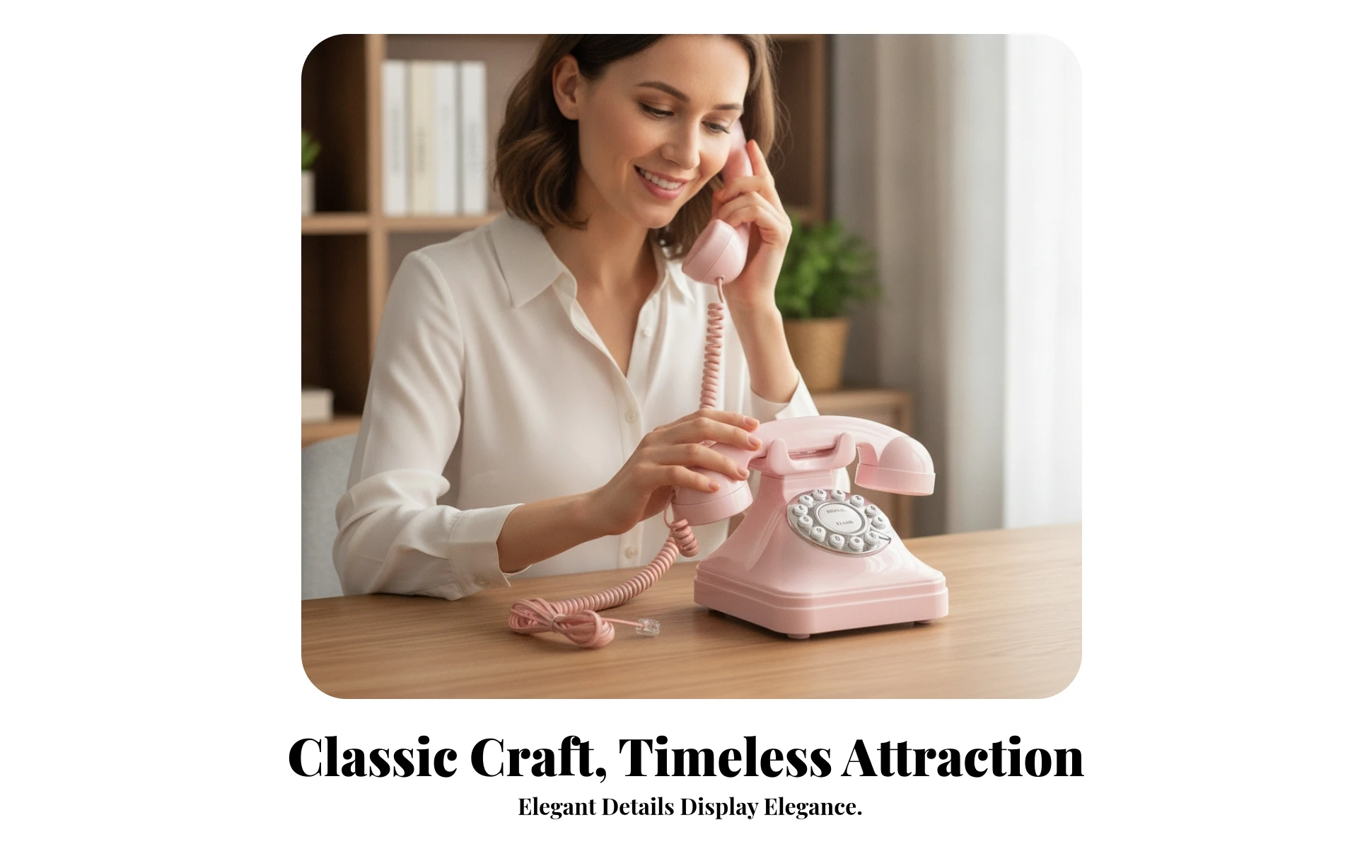 Rotary-Style Landline Phone Glossy Plastic Corded Desk Phone Rotary Dial Telephone Decorative House Decoration